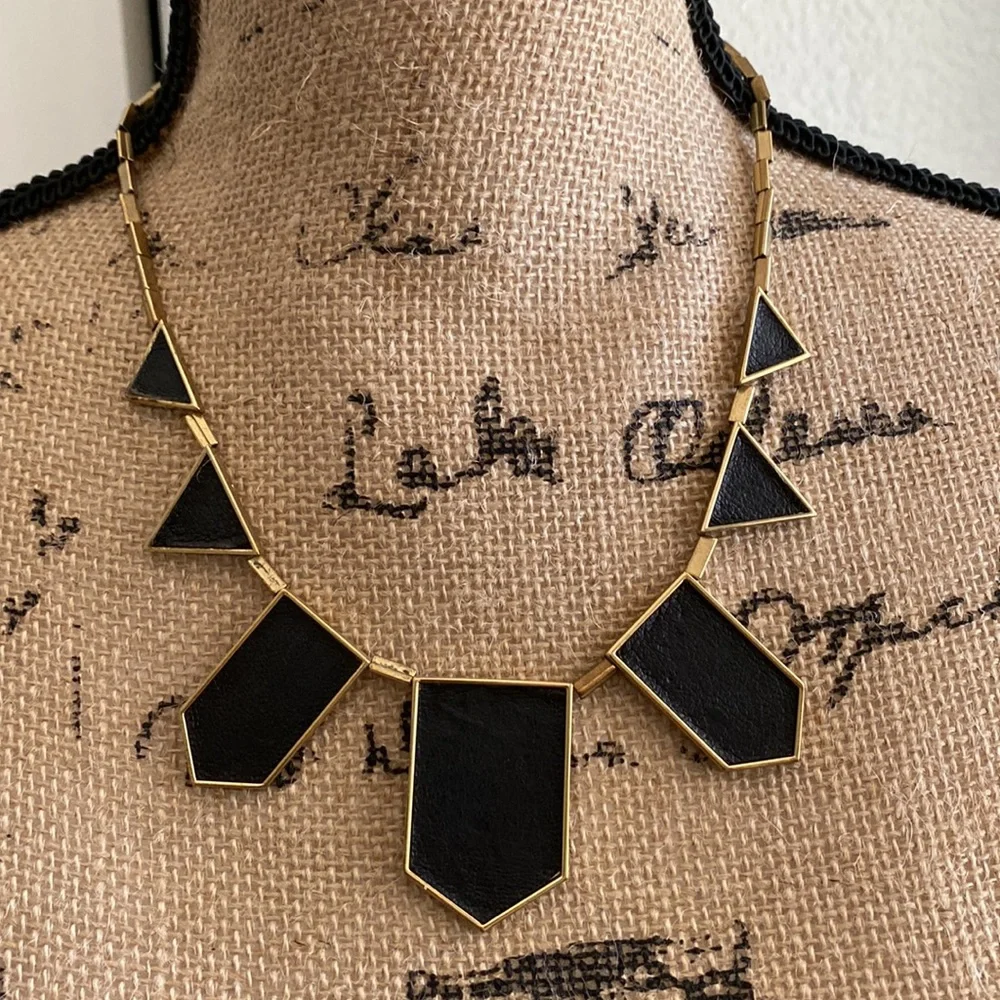 House Of Harlow 1960 | Black 14k Gold Plated Leather Necklace